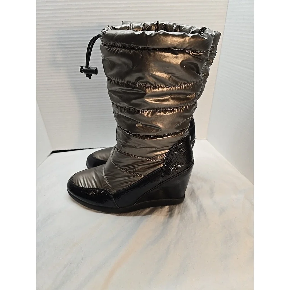 Cougar Wedge Puffer Brown Metallic Shiny Gander Winter Waterproof Boots Size 9M‎